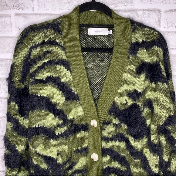 Anthropologie Greylin Jules Army Knit 
Cardigan Sweater Army Green - Picture 4 of 8